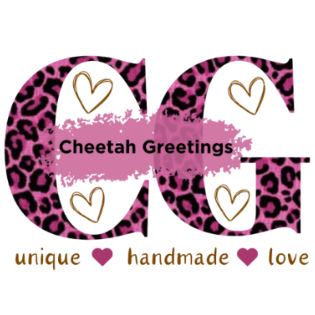 Cheetah Greetings logo. Unique, handmade, love